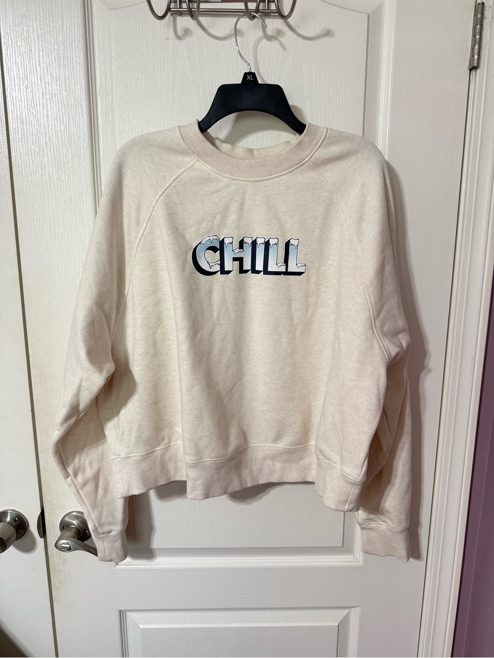 Fabletics Cream and White Logo Pullover